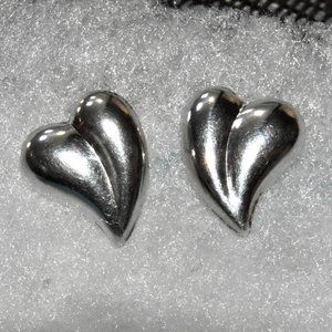 STERLING silver heart earrings - sexy puff hearts